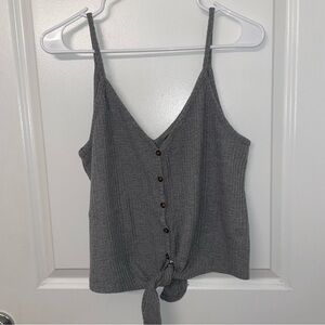 Gray Button and Tie Front Cami